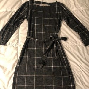Loft Grey Windowpane Dress
